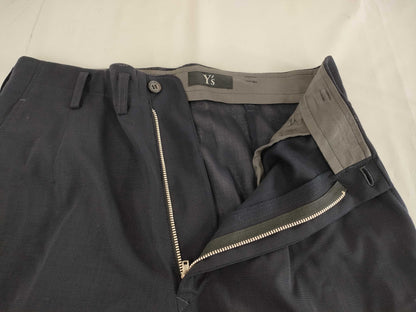 Ys Yohji Yamamoto Wool See-Through Slacks Navy Pants