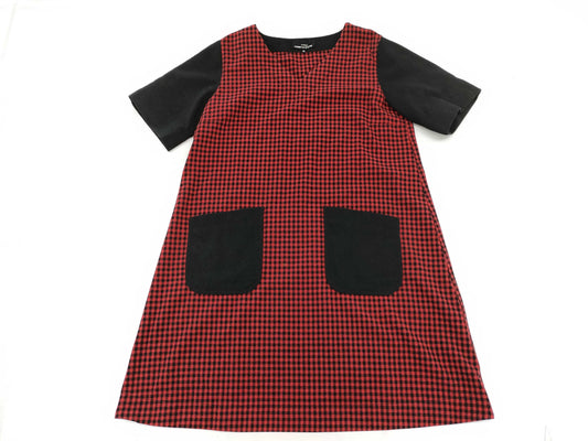 toricot COMME des GARÇONS Early Archive AD2013 Gingham Check V-Neck Wool Dress, Black/Red, Size M