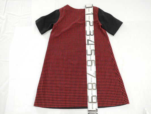 toricot COMME des GARÇONS Early Archive AD2013 Gingham Check V-Neck Wool Dress, Black/Red, Size M