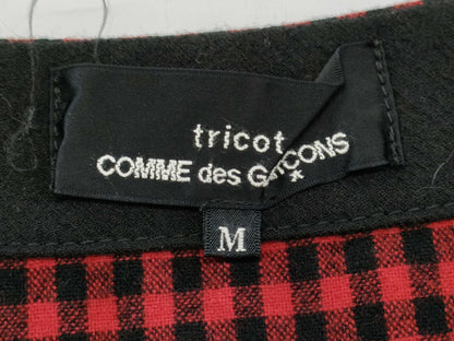 toricot COMME des GARÇONS Early Archive AD2013 Gingham Check V-Neck Wool Dress, Black/Red, Size M