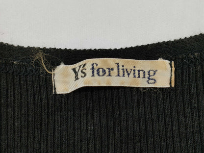 Ys for living Ys Yohji Yamamoto ribbed knit short-sleeved long dress in black