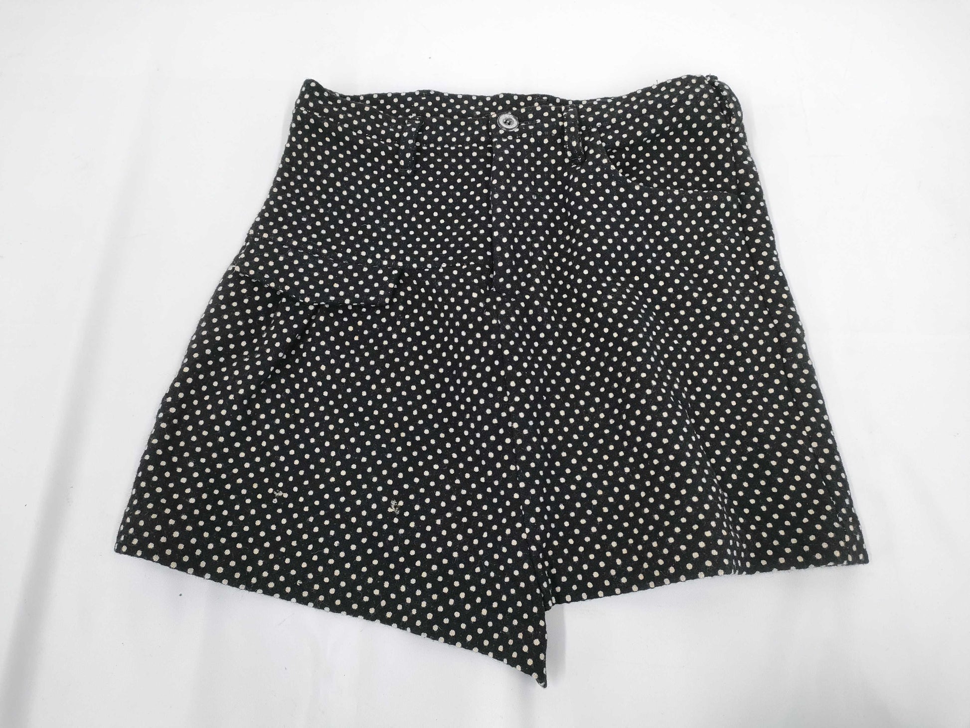 Ys Yohji Yamamoto Polka Dot Pattern Asymmetrical Shorts Black Size 2 Pants