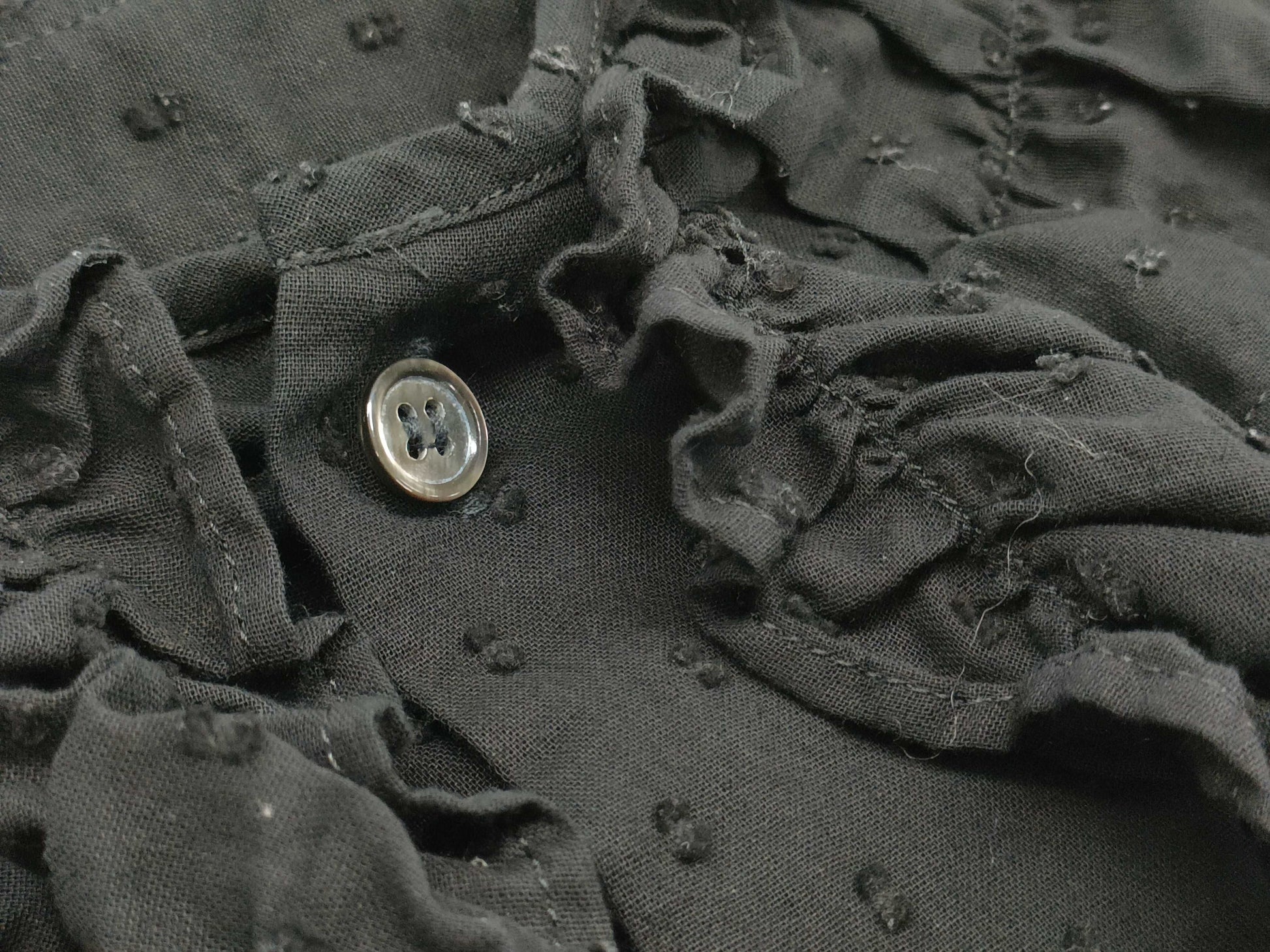 COMME des GARCONS toricot COMME des GARCONS early archive see-through ruffle long-sleeved blouse in black, size M