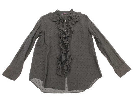 COMME des GARCONS toricot COMME des GARCONS early archive see-through ruffle long-sleeved blouse in black, size M