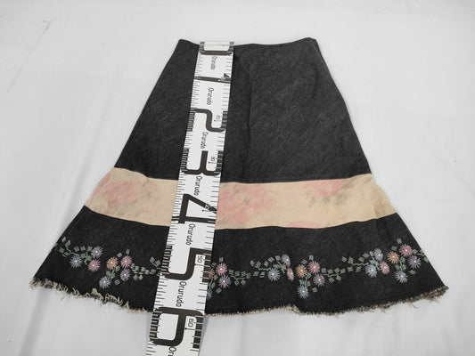 COMME des GARCONS toricot COMME des GARCONS early archive beaded floral embroidered denim skirt in dark gray, size S