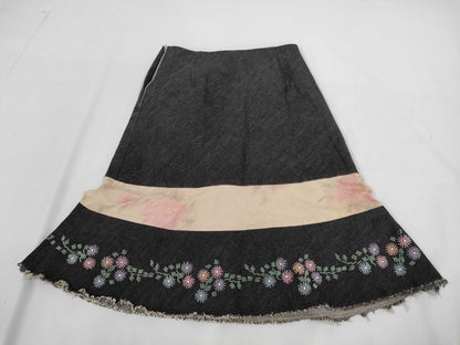 COMME des GARCONS toricot COMME des GARCONS early archive beaded floral embroidered denim skirt in dark gray, size S