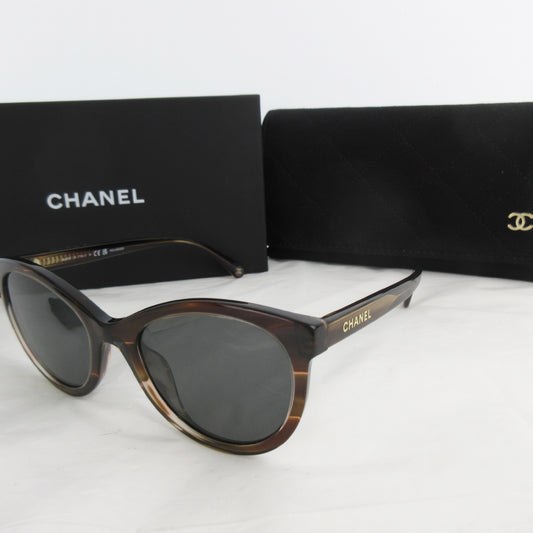  CHANEL Unused Panto Shape Eyewear Logo Brown 5523-U C1757/48 Sunglasses