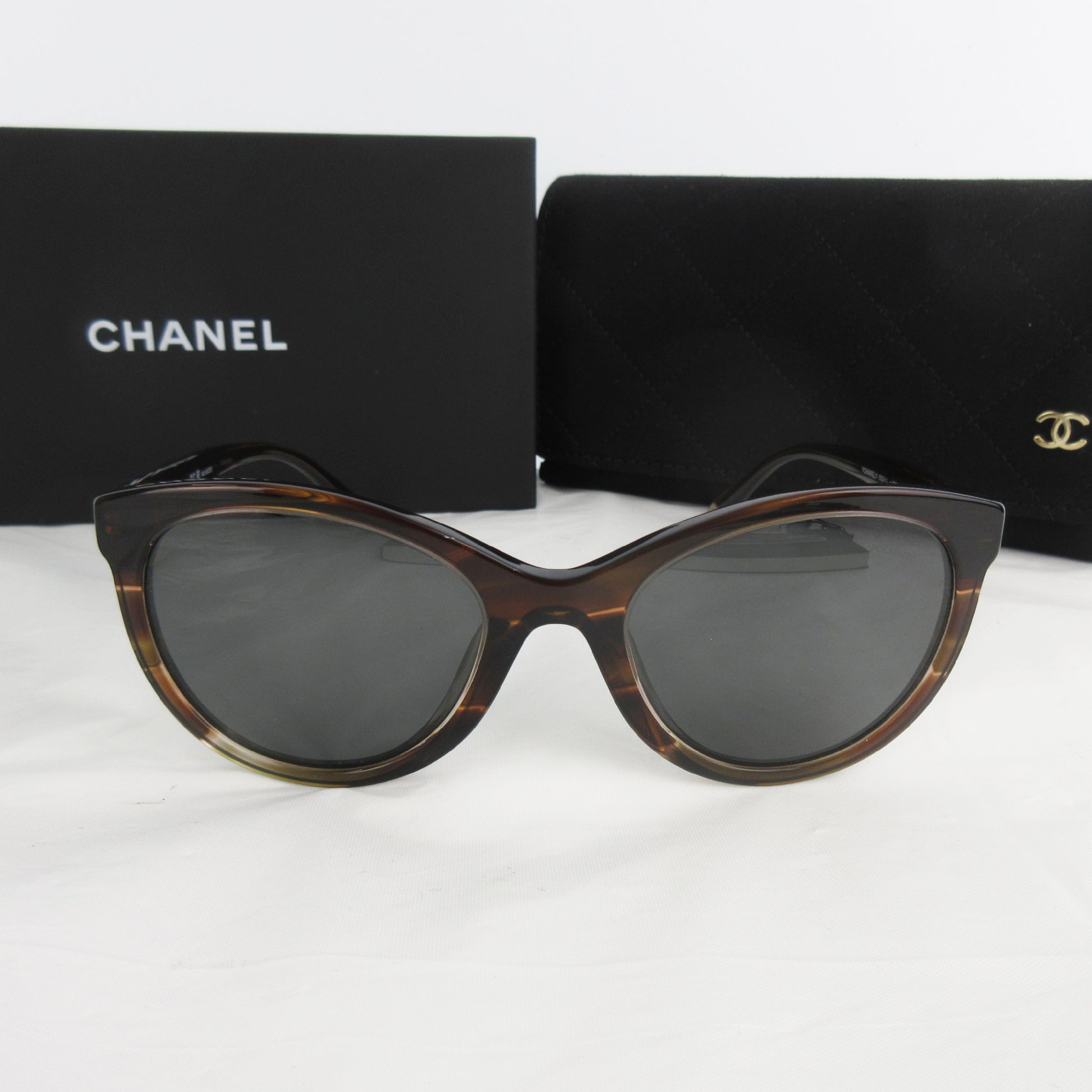  CHANEL Unused Panto Shape Eyewear Logo Brown 5523-U C1757/48 Sunglasses