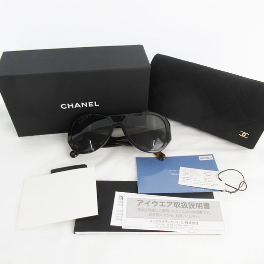  CHANEL Unused CC Logo Pilot Sunglasses 5508-A c.714/3 Tortoiseshell Pattern Brown with Gold Hardware Sunglasses/Eyewear