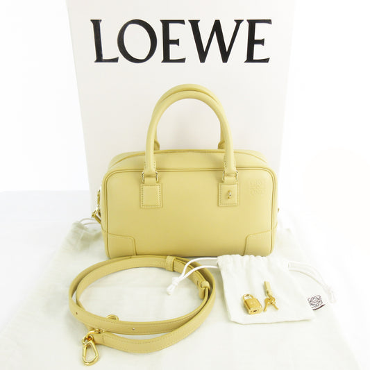 LOEWE Current Amazona 23 2-Way Shoulder Bag in Dark Butter Beige with Gold Hardware Calf Leather with Padlock and Two Keys