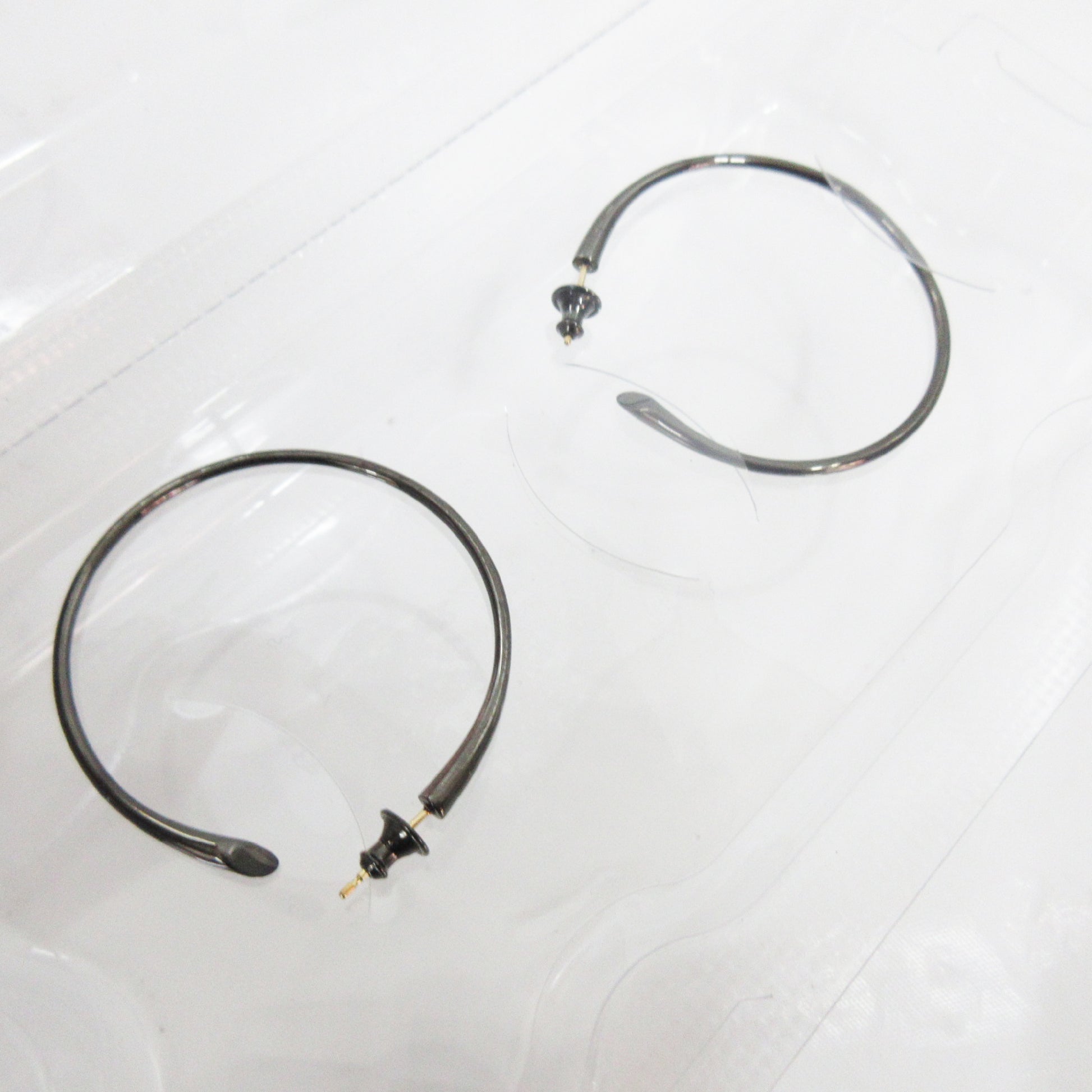Unused CAREERING PLACEBO 1301 Black Hoop Ring/Earrings, K18 SV925, Original Price: 52,800 yen