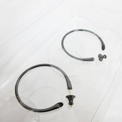 Unused CAREERING PLACEBO 1101 Black Hoop Ring Earrings, K18 SV925, Original Price: 47,300 yen