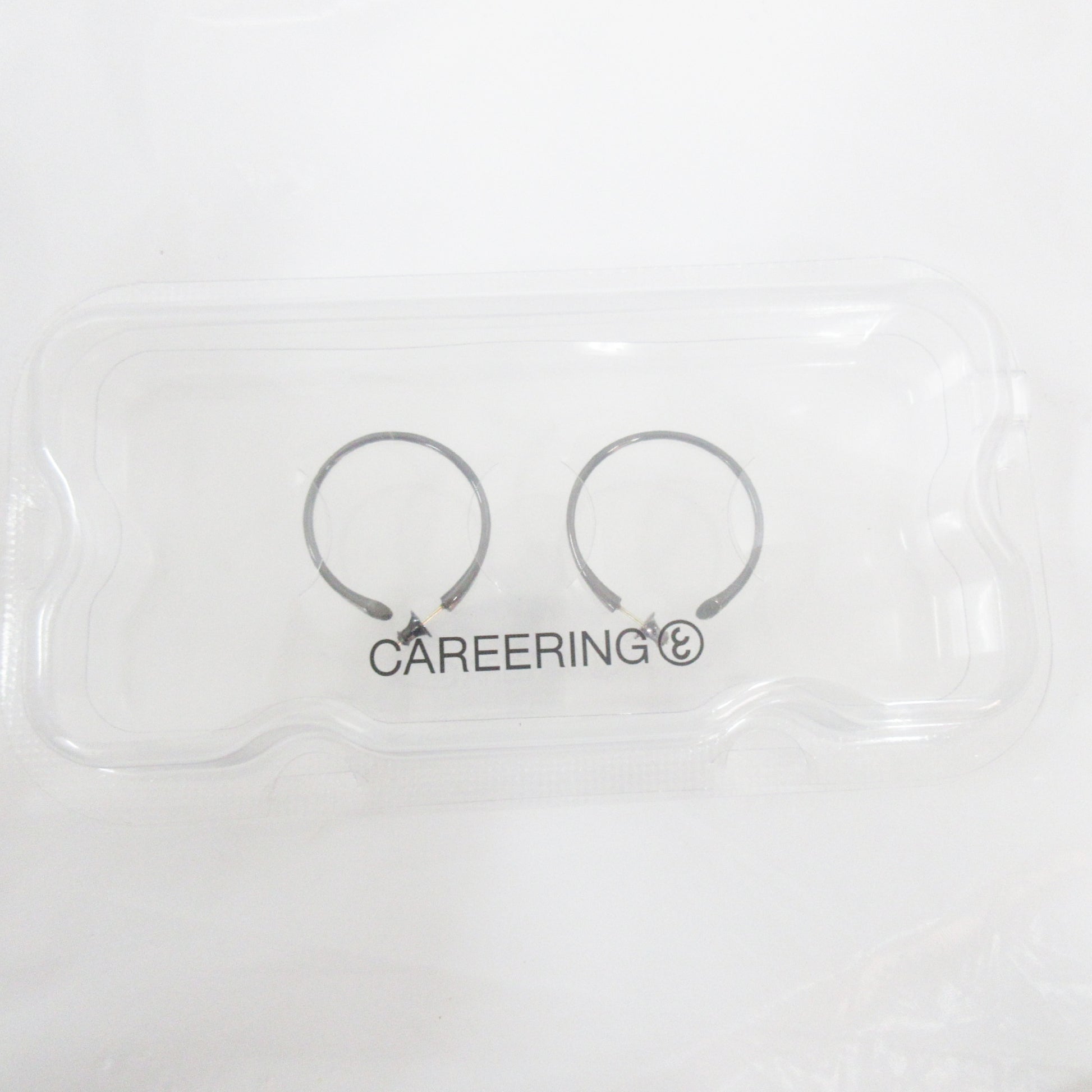 Unused CAREERING PLACEBO 1101 Black Hoop Ring Earrings, K18 SV925, Original Price: 47,300 yen