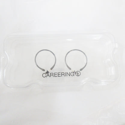 Unused CAREERING PLACEBO 1101 Black Hoop Ring Earrings, K18 SV925, Original Price: 47,300 yen