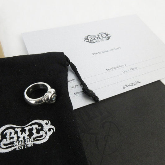 Unused Bill Wall Leather Haruhiko Kato R305 Ring with Blue Topaz, Silver 925, Size 8