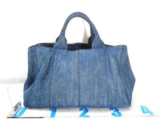 PRADA Canapa Bag Denim Handbag with Shoulder Strap
