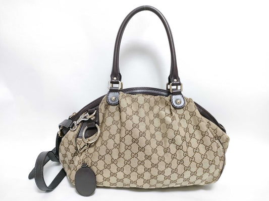 GUCCI GG Canvas Gucci Sukey Bag with Shoulder Strap Handbag
