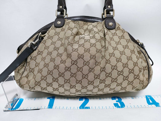 GUCCI GG Canvas Gucci Sukey Bag with Shoulder Strap Handbag