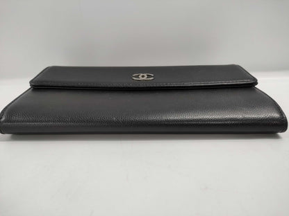 CHANEL Leather Wallet with Coco Mark, Cards, and Stickers