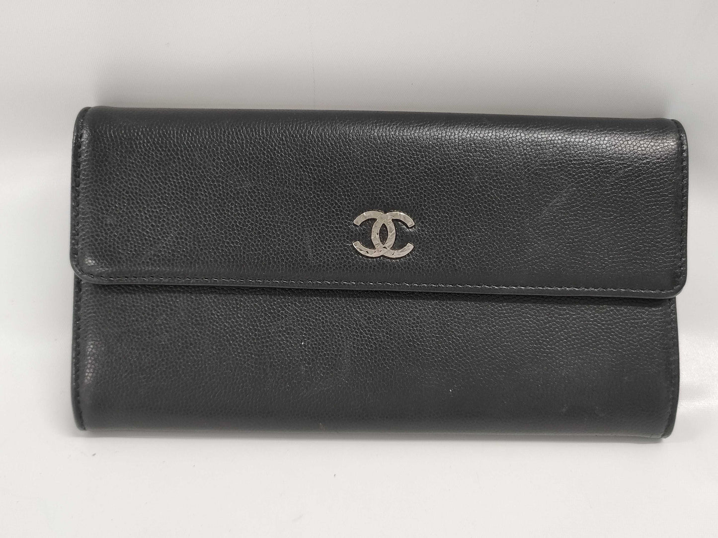 CHANEL Leather Wallet with Coco Mark, Cards, and Stickers