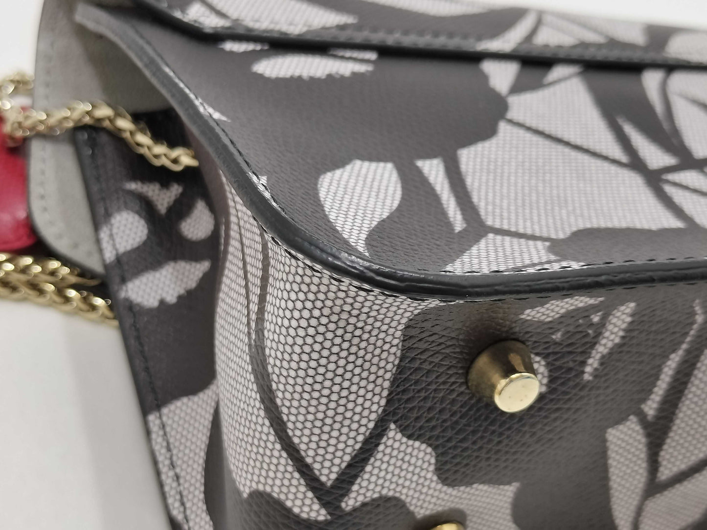 FURLA FURLA Chain Shoulder Bag Metropolis Black Flower Pouch
