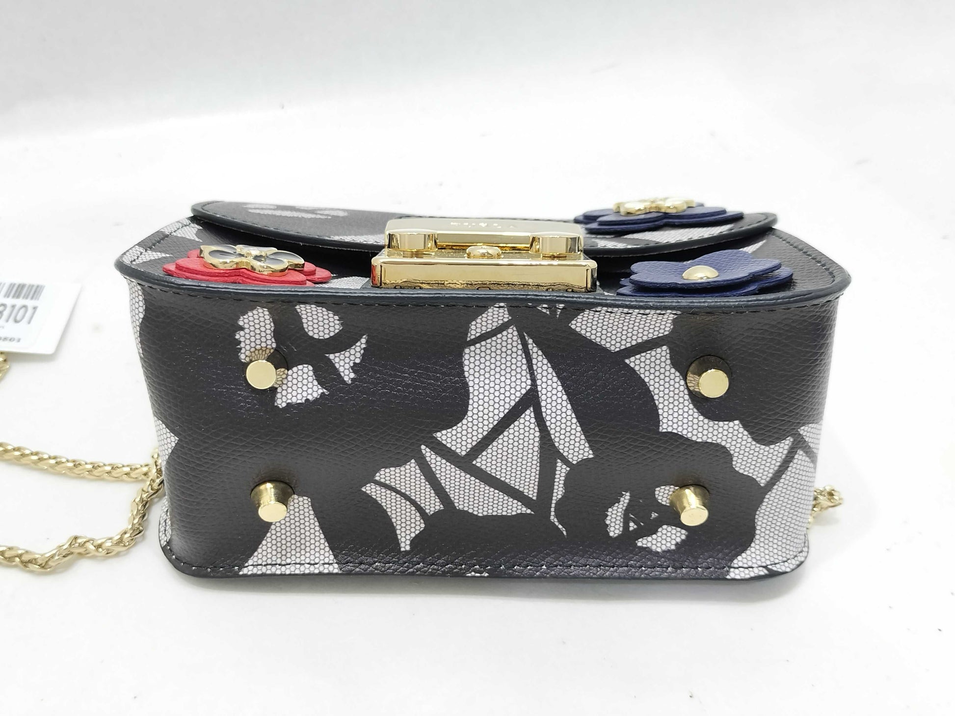 FURLA FURLA Chain Shoulder Bag Metropolis Black Flower Pouch