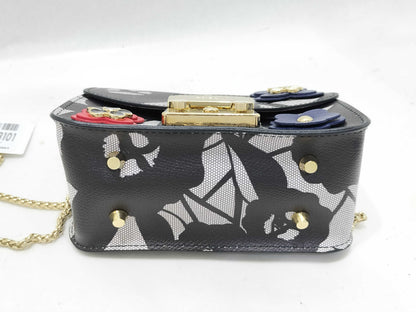 FURLA FURLA Chain Shoulder Bag Metropolis Black Flower Pouch