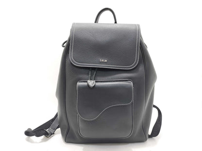 Dior Saddle Backpack, Black Leather