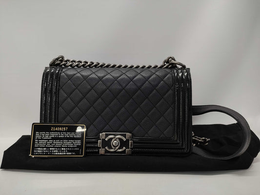 CHANEL Boy Chanel Matelasse Black 21 Series Chain Shoulder Bag