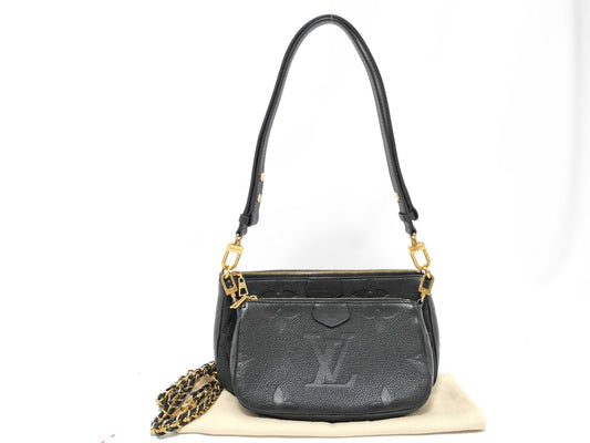LOUIS VUITTON Monogram Empreinte LOUIS VUITTON M58520 Myrty Pochette Accessoires Empreinte Black Pouch