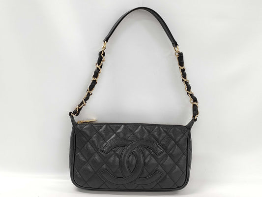 CHANEL Matelasse Caviar Skin Coco Mark Shoulder Bag