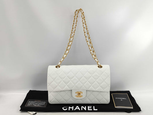 CHANEL double flap white shoulder bag