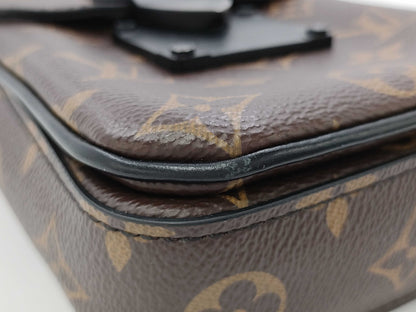 LOUIS VUITTON Monogram Macassar LV S-Rock Vertical Wearable Wallet RFID Monogram Macassar Shoulder Bag
