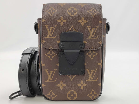 LOUIS VUITTON Monogram Macassar LV S-Rock Vertical Wearable Wallet RFID Monogram Macassar Shoulder Bag