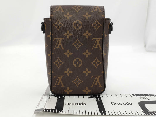 LOUIS VUITTON Monogram Macassar LV S-Rock Vertical Wearable Wallet RFID Monogram Macassar Shoulder Bag