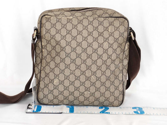 GUCCI GG Supreme Messenger Bag 201448 Ivory x Brown Shoulder Bag