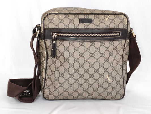 GUCCI GG Supreme Messenger Bag 201448 Ivory x Brown Shoulder Bag