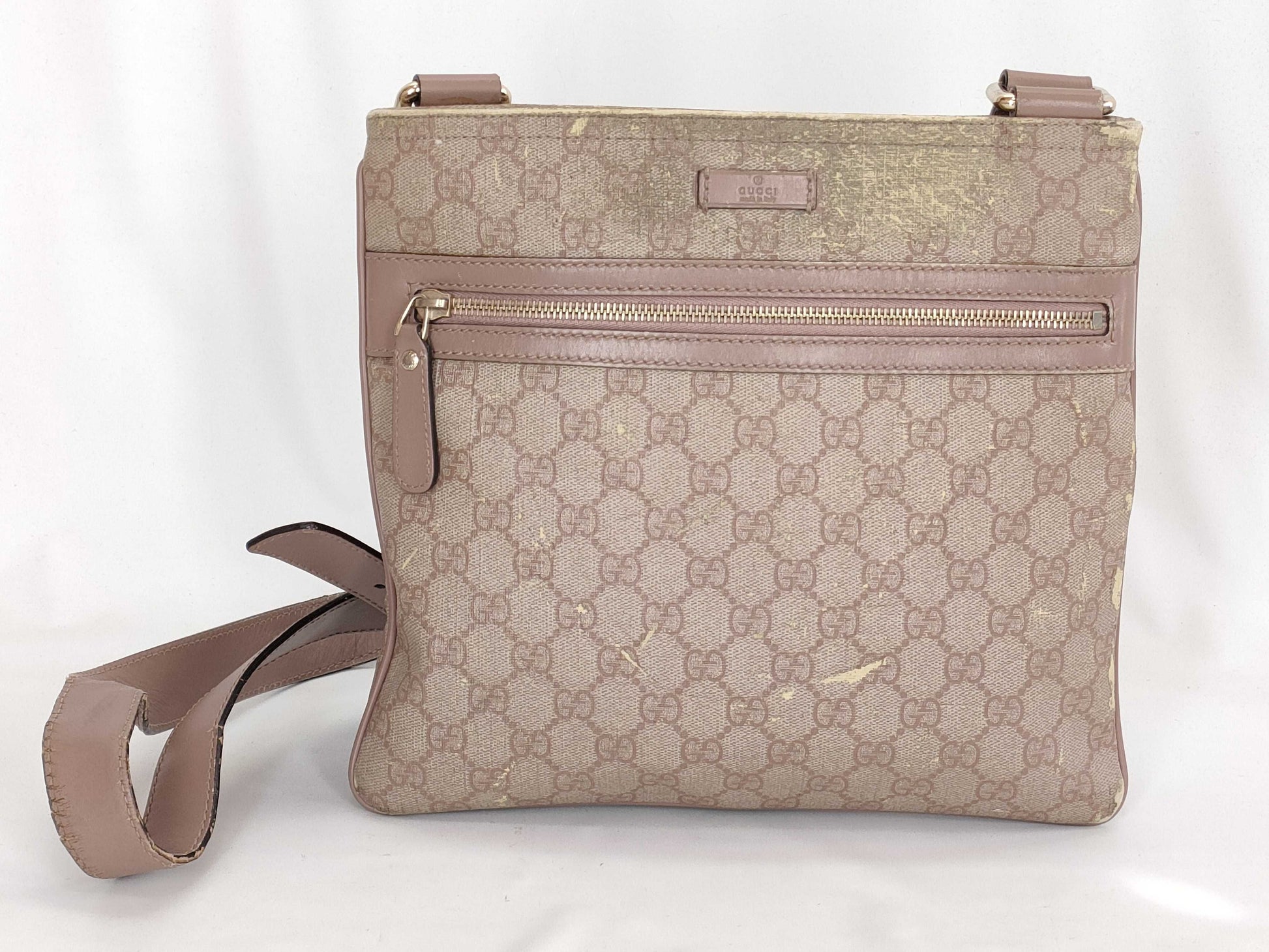GUCCI GG Supreme Messenger Bag 295257 Ivory x Pink Beige Shoulder Bag