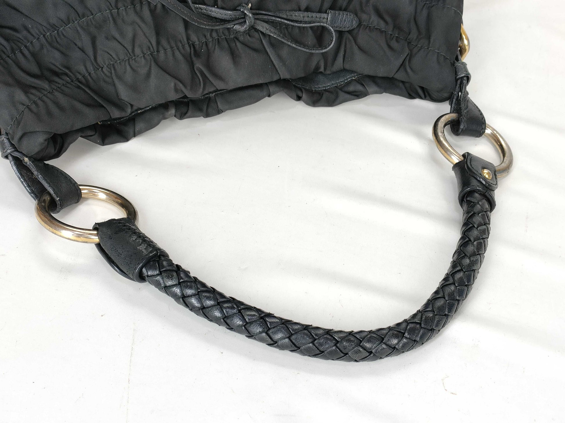 PRADA Nylon One-Shoulder Nylon and Leather Black Shoulder Bag