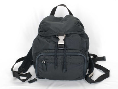 PRADA Nylon Backpack in Black with Triangle Logo Plate