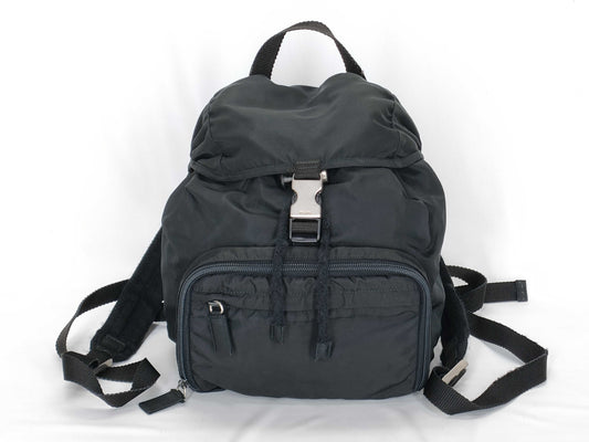 PRADA Nylon Backpack in Black with Triangle Logo Plate