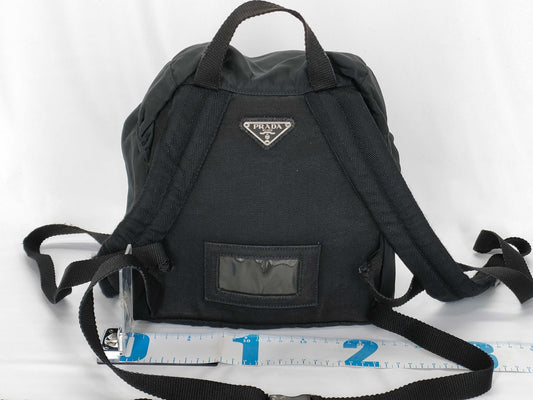 PRADA Nylon Backpack in Black with Triangle Logo Plate