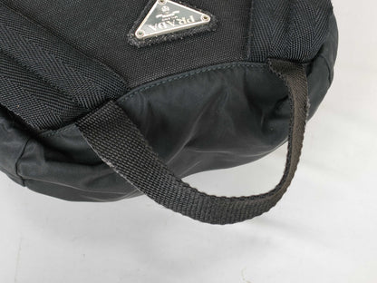 PRADA Nylon Backpack in Black with Triangle Logo Plate