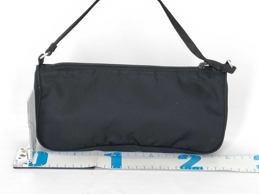 PRADA Nylon Black Triangle Logo Plate Accessory Pouch