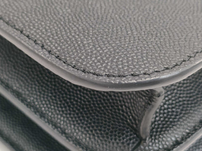 BURBERRY TB logo black leather shoulder bag