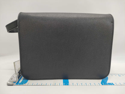 BURBERRY TB logo black leather shoulder bag