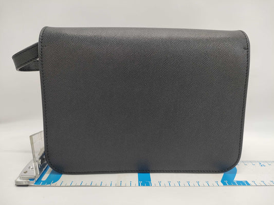 BURBERRY TB logo black leather shoulder bag
