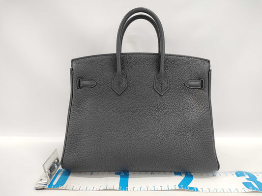 HERMES HERMES Birkin 25 Black Handbag with Silver Hardware and Z Stamp