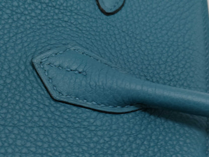 HERMES Birkin 25 Togo Blue Handbag with Silver Hardware and X Stamp