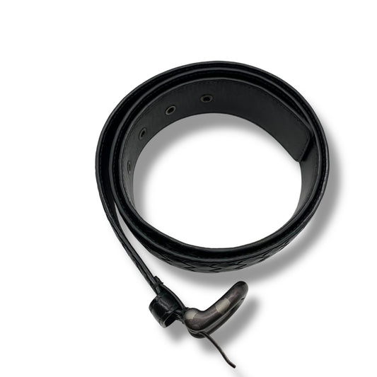 BOTTEGA VENETA Intrecciato Belt, Black Leather